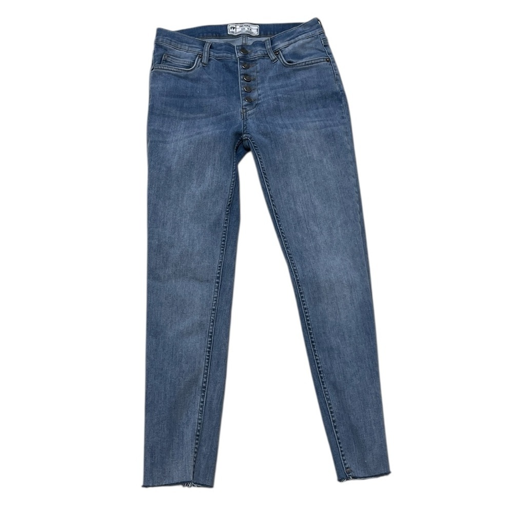 Free People Women's Jeans Button Fly Skinny Cropped Ankle Blue Denim Size 28